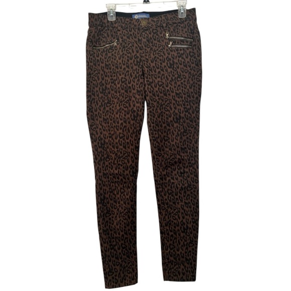 Democracy Absolution Jeans Womens 8 Stretch Mid Rise Skinny Brown Black Leopard - Picture 1 of 12